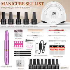 YALSYNY electric drill with bits displayed for versatile nail shaping and cuticle work