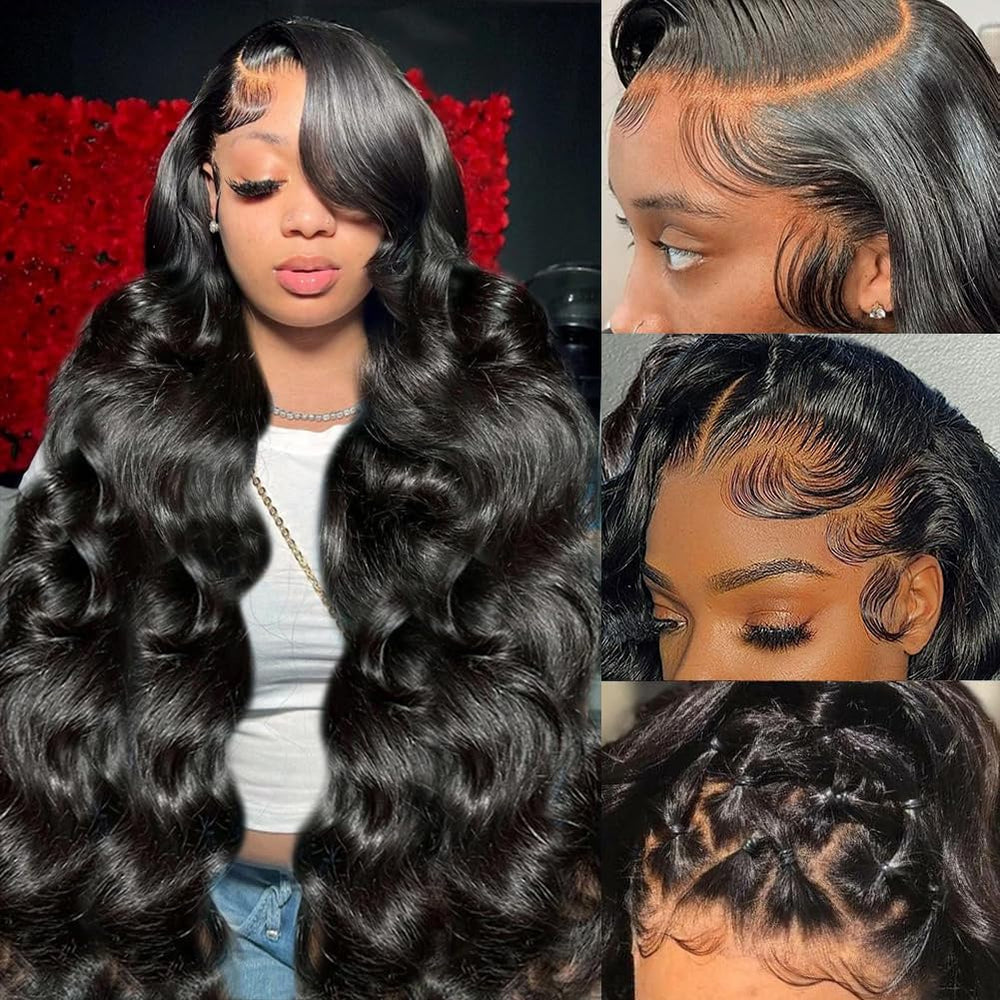 Yamikk front view of 30 inch body wave wig showing natural hairline and length benefit