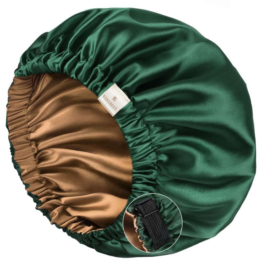 YANIBEST bonnet front view showing full coverage and soft satin finish benefit: protective sleep cap