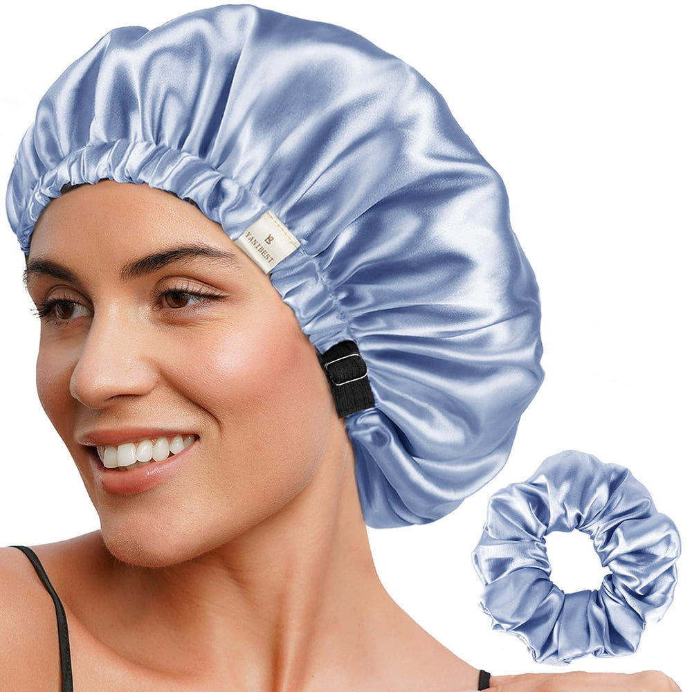 YANIBEST bonnet front view showing smooth satin and secure fit benefit