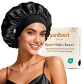 YANIBEST bonnet front view showing smooth satin and secure fit benefit