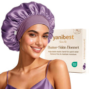 YANIBEST bonnet front view showing smooth satin and elegant finish benefits comfort