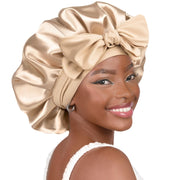YANIBEST front view of bonnet showing fit and secure wrap for overnight protection