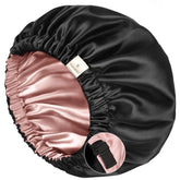 YANIBEST satin bonnet front view showing smooth pink fabric and protective fit