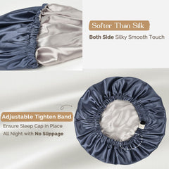 YANIBEST woman sleeping wearing bonnet to protect curls overnight