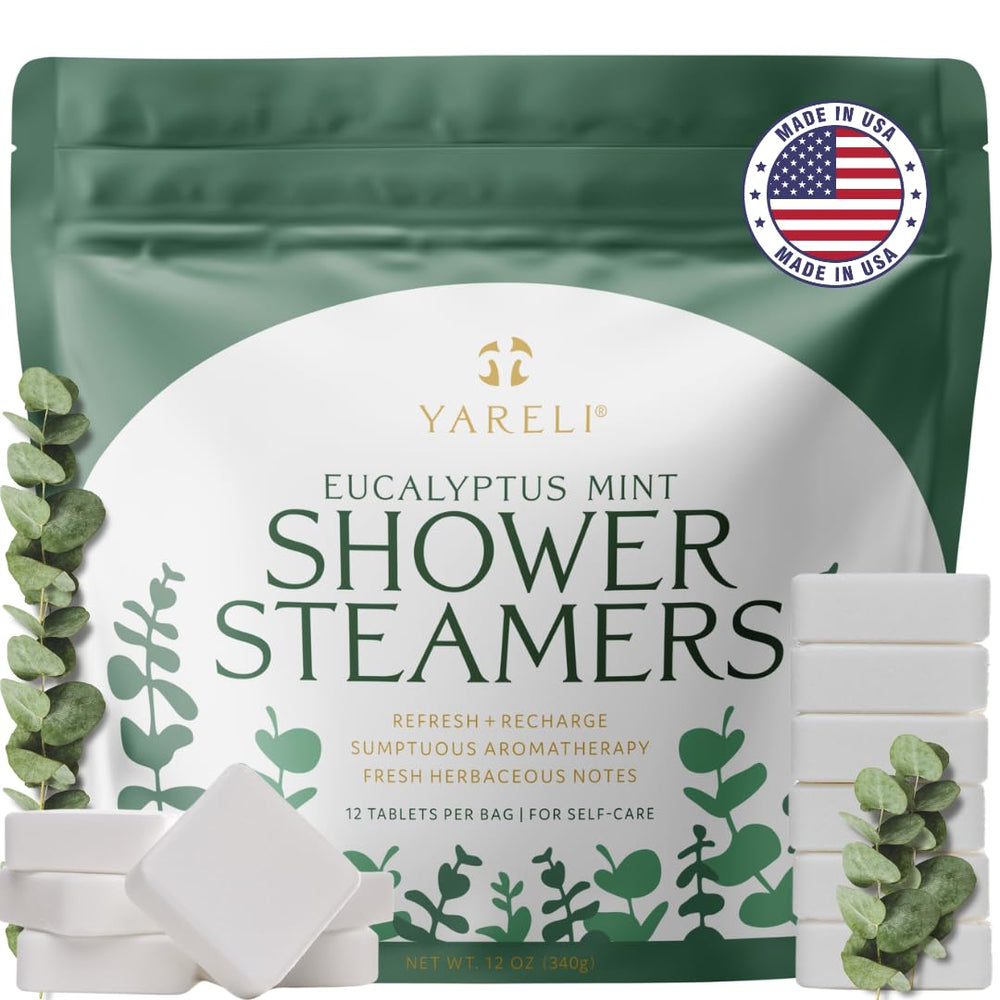 YARELI front packaging showing eucalyptus mint and 12-pack benefit