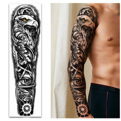yazhiji applying full-arm tattoo sheet on forearm for quick easy styling