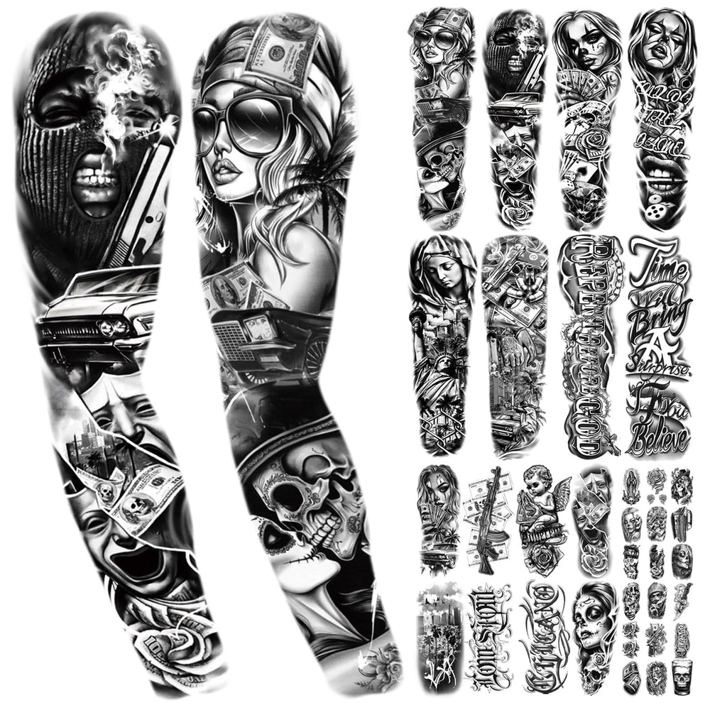 Yazhiji front packaging showing 46 waterproof tattoo sheets and vibrant artwork