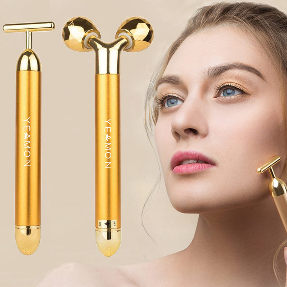 Yeamon front packaging showing golden 3D roller and T-shape for versatile care