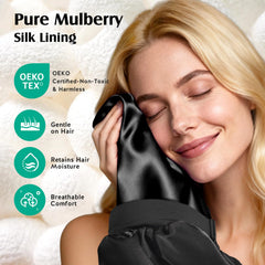 YFONG close-up of mulberry silk lining keeping hair smooth