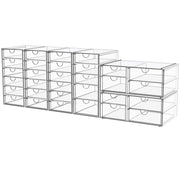 YFXCVSL front view of six clear organizers showing tidy drawers and visibility