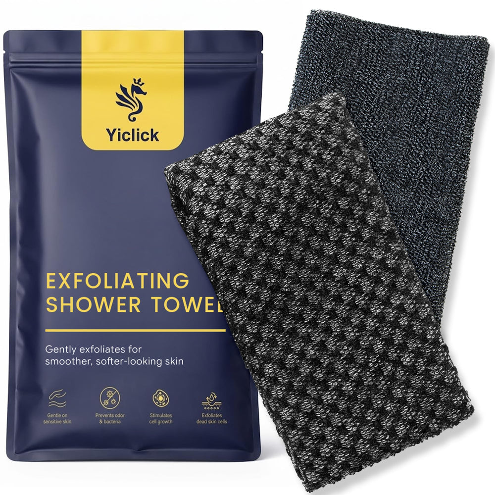 Yiclick front view of two-towel set showing dual textures and packaging benefits