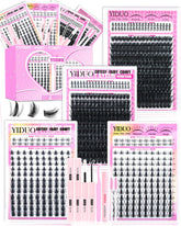 YIDUO front packaging showing complete 744-piece manga lash kit benefit quick styling