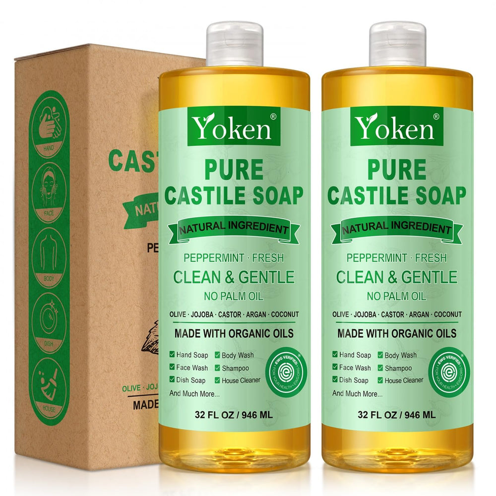 Yoken front packaging showing two 32oz bottles and fresh peppermint benefit