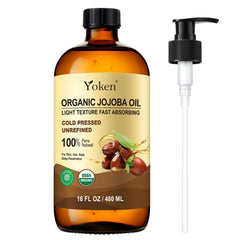 Yoken amber glass bottle front view showing organic packaging and storage benefit