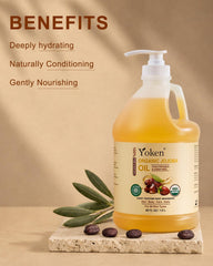 Yoken jojoba oil texture close-up highlighting smooth consistency benefit