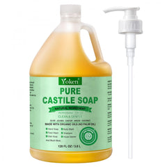 Yoken peppermint castile soap gallon front label showing product benefits