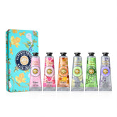 Yoken gift tin front view showing six travel hand creams and ready-to-gift benefit