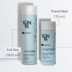 Yonka cleansing milk on fingertips illustrating soft application and hydrating benefit