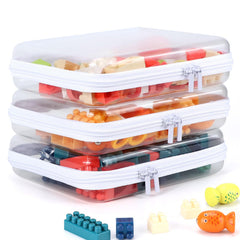 YOPCDJ front view of three clear zipper pouches showing organized items and quick access