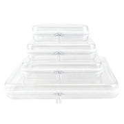 YOPCDJ front view of four clear pouches showing sizes and organization benefit
