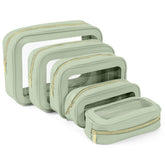 YOPCDJ front view showing five clear pouches and quick packing benefit