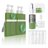 YOTIME front view of the travel dispenser kit showing organized bottles