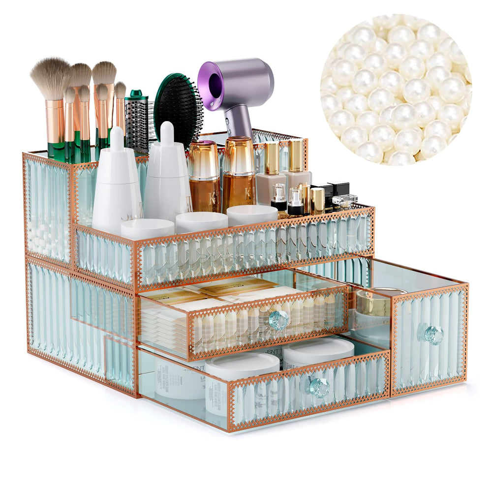 YD Youdepot front view organizer showing tidy cosmetics and quick access
