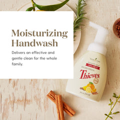 Young Living bottle held in hand to show 8 fl oz scale for easy placement