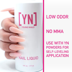 Young Nails close-up label and cap detailing safer ingredients and size