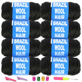 Youngther front packaging showing eight natural black rolls and included tools for easy styling