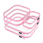 YQBRAO front view of six pink clear organizer pouches showing set and benefits