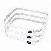 YQBRAO front view of three white clear hard shell organizers showing size and transparency benefits