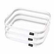 YQBRAO front view of three white clear hard shell organizers showing size and transparency benefits