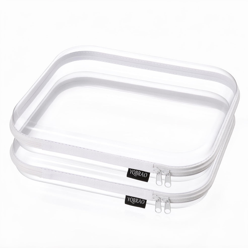 YQBRAO front view of two clear hard shell cases showing large storage