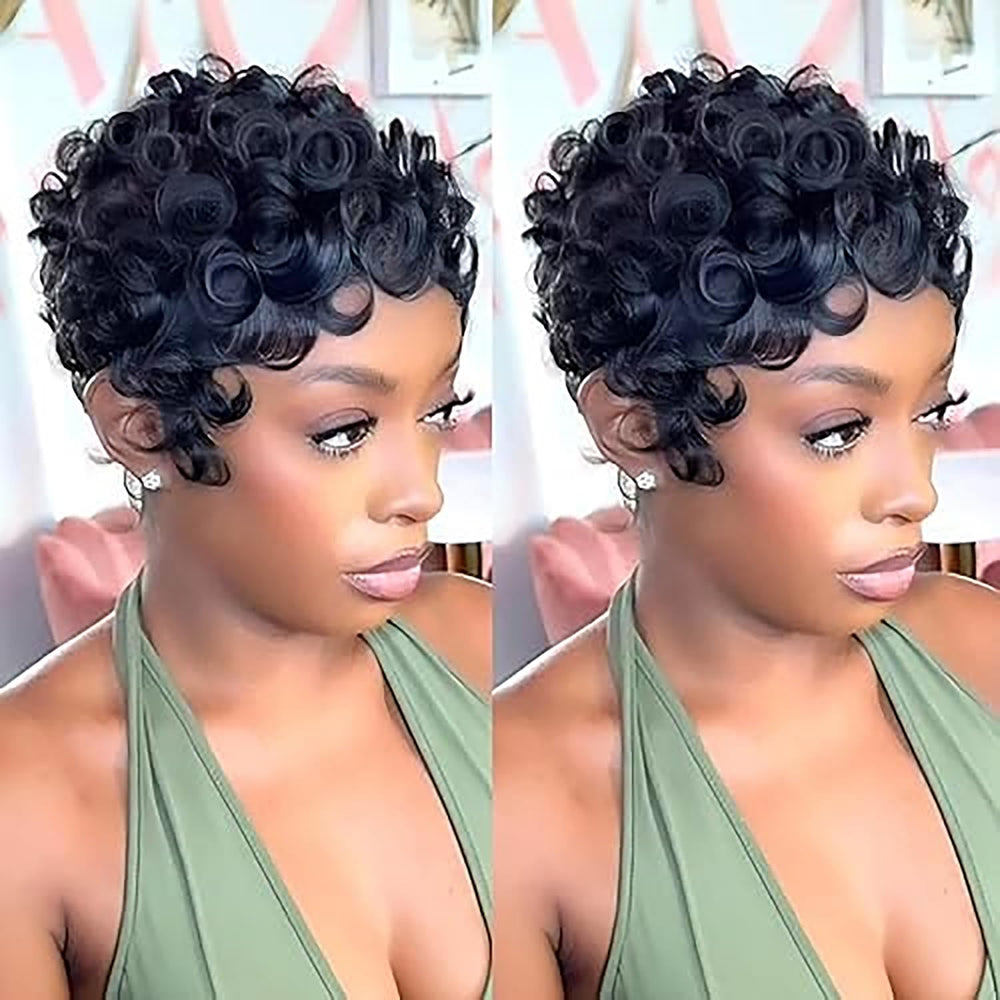 Yrenrea front view pixie wig showing natural silhouette and effortless style