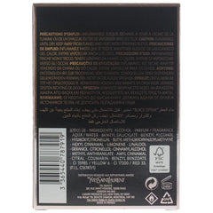 Yves Saint Laurent Black Opium side label highlighting product name and fragrance concentration