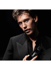 Yves Saint Laurent Myslf wood accord detail illustrating warm base notes benefit: lasting depth