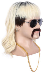 yuehong model wearing wig at party illustrating bold 70s rock star presence
