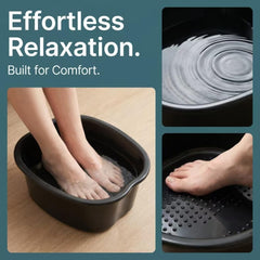 Yuppieanrou foot tub filled with warm water demonstrating comfortable full immersion