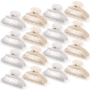Yuxung front view of 16 white and beige clips showing pack convenience
