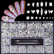 Yzzseven front packaging showing organized rhinestone set and included tools for easy use