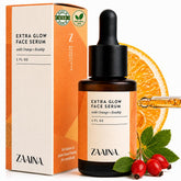 ZAAINA front bottle view showing clean packaging and glow benefits
