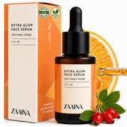 ZAAINA front bottle view showing clean packaging and glow benefits