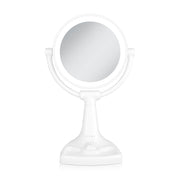 Zadro front view of mirror showing full frame and tray, ideal organization