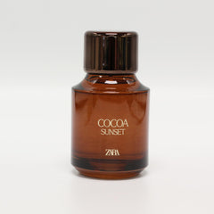 Zara Cocoa Sunset close-up of bottle texture highlighting label detail and quality