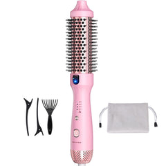 ZAVAREA front view of heated round brush showing sleek design and benefit of easy styling