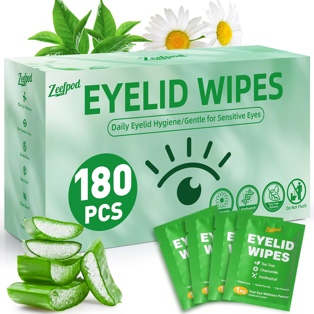 Zeefpod front packaging showing 180 individually wrapped wipes for hygiene