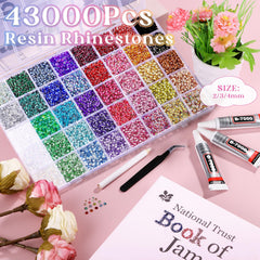 Zefy rhinestone color selection displaying 40 vibrant shades for custom designs