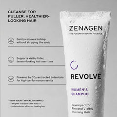 Zenagen shampoo pump close-up showing easy dispensing and travel utility